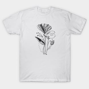 Summer time abstract black flowers T-Shirt